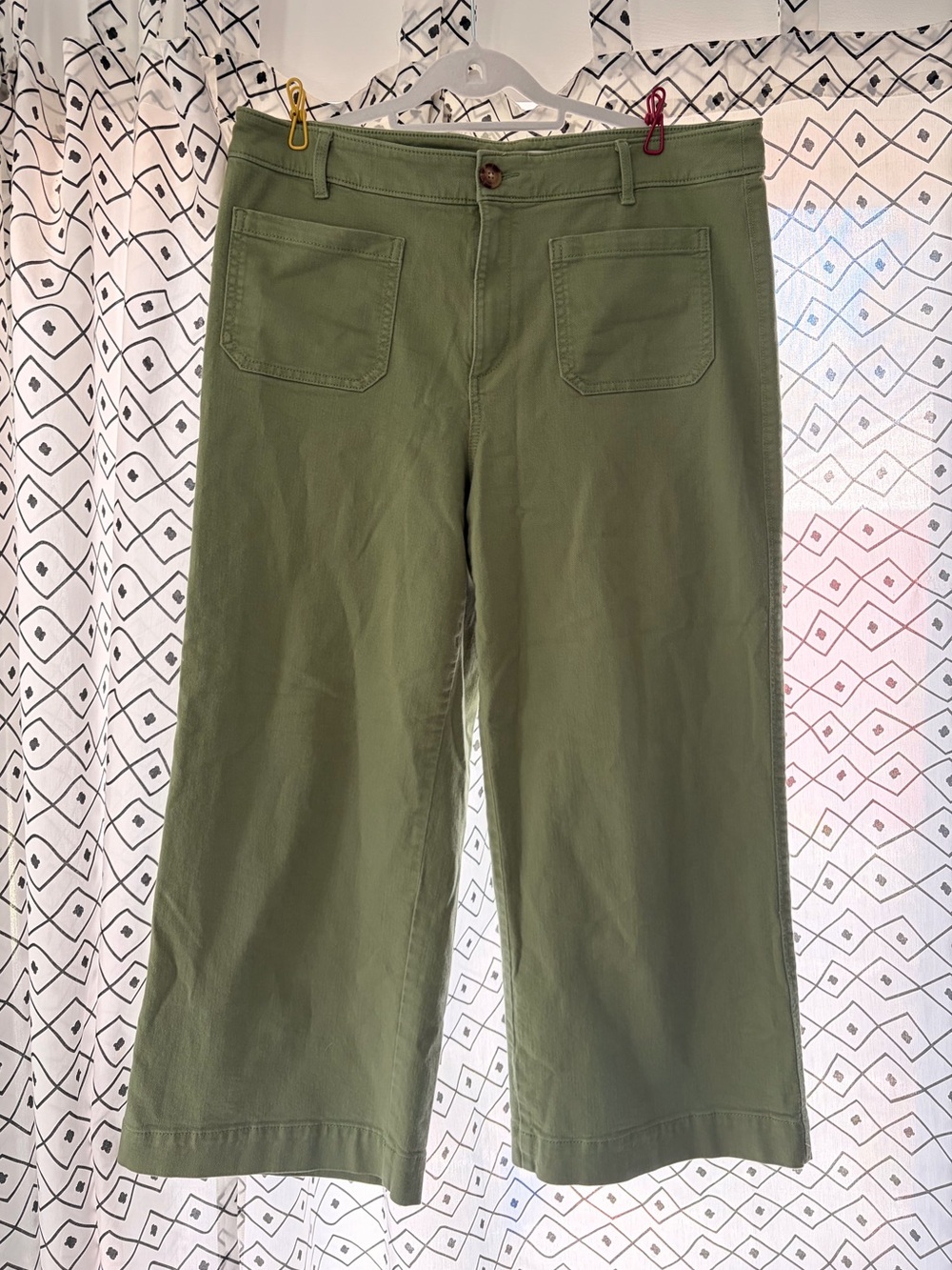 Loft Palmer Wide leg crop twill pant green size 14